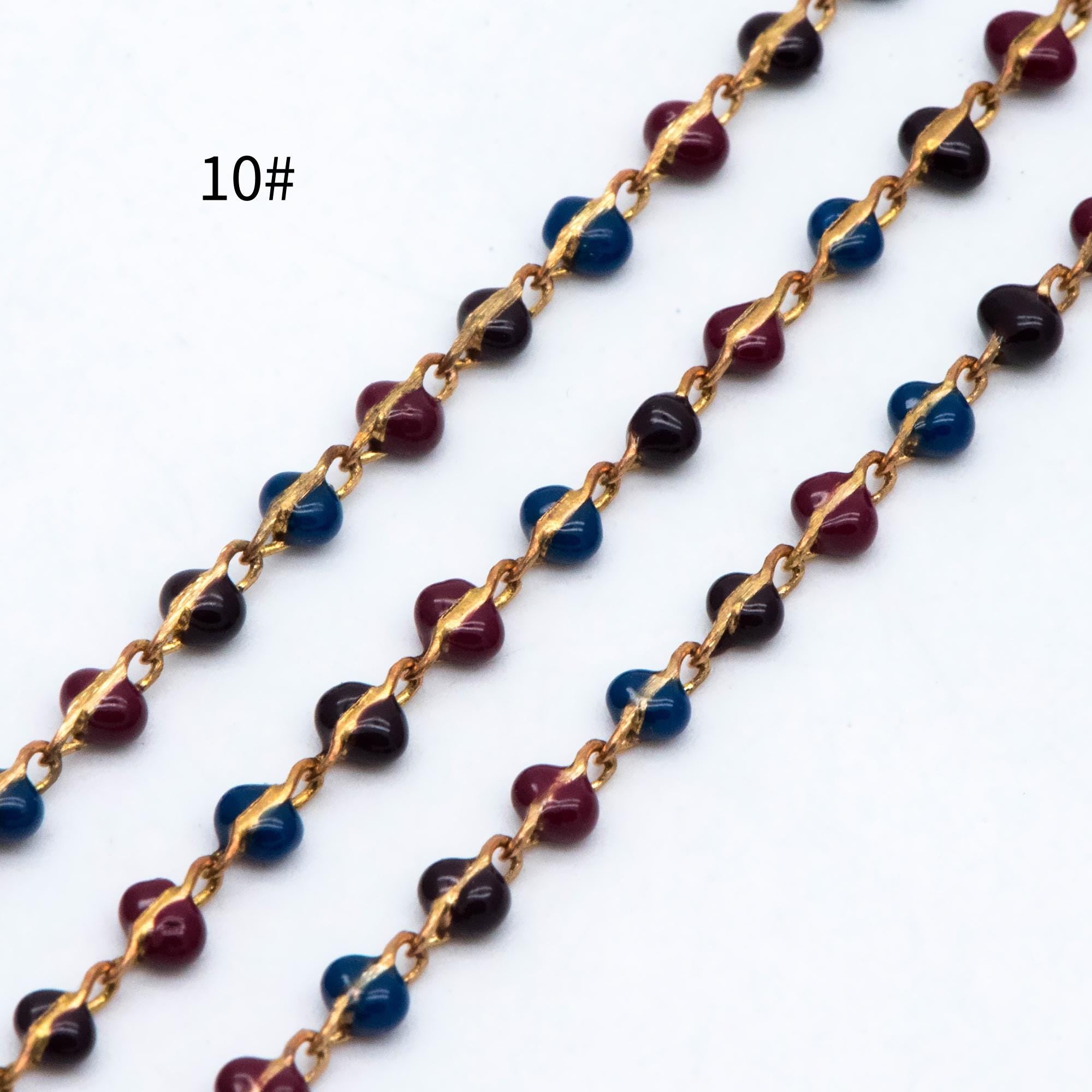 Enamel Brass Chain 2.5mm Thin, Unplated Brass Designer Chains (#LK-050)/ 1 meter